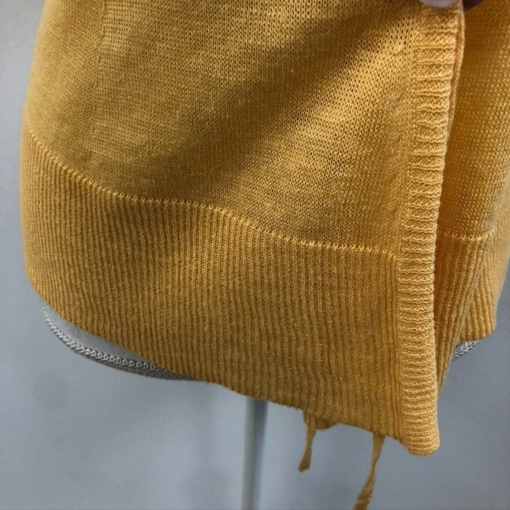 Eileen Fisher Linen Cardigan Sweater Jumper Womens Medium Yellow Lagenlook Basic